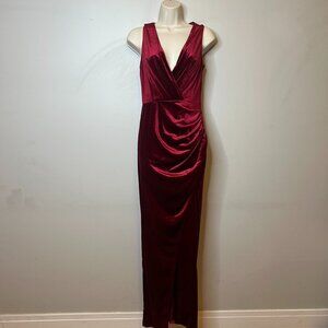 Burgundy Velvet Maxi Dress (S)